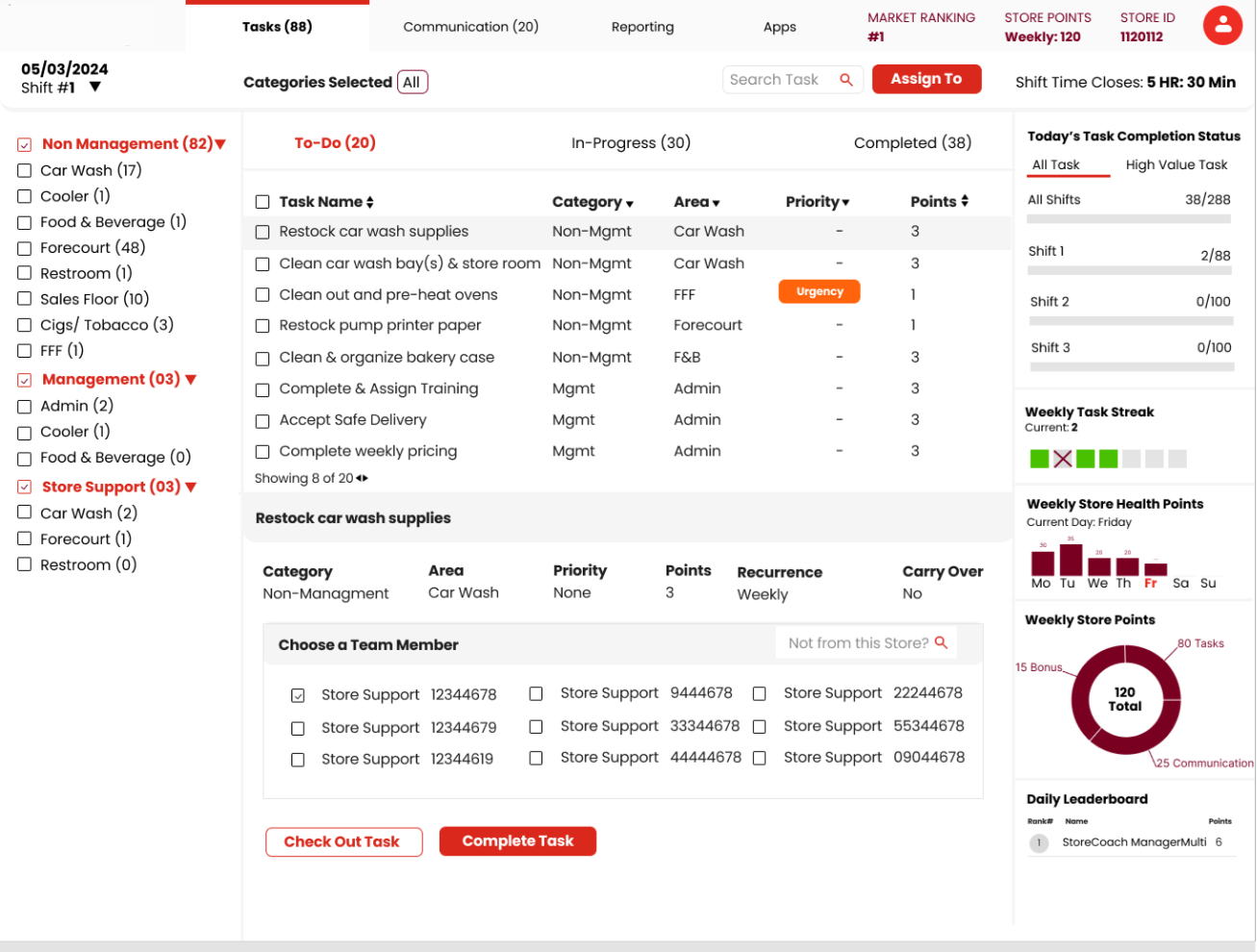 StoreXpert task view after the redesign