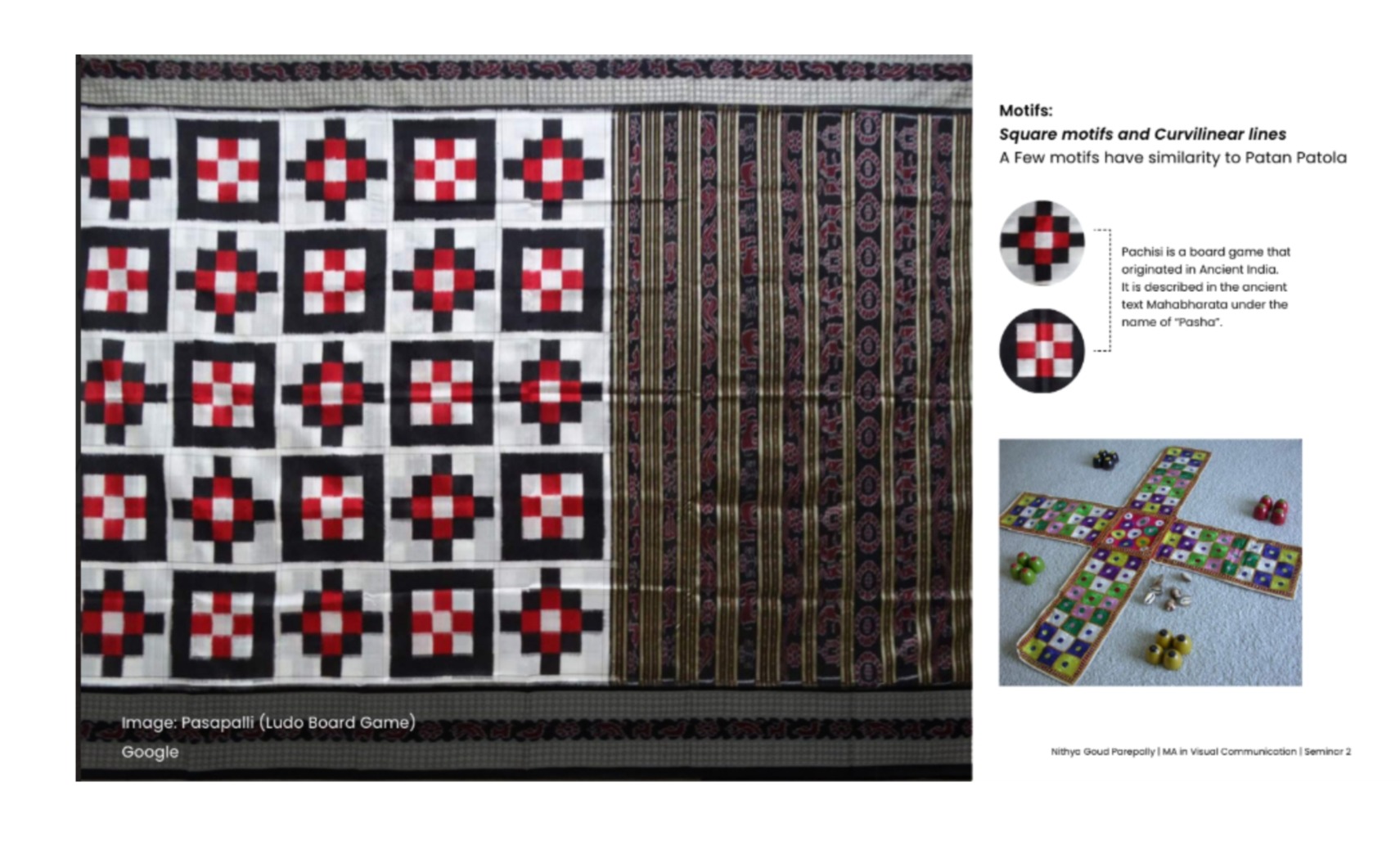 Ikat pattern compared to the layout of Pachisi